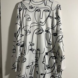 Abstract Face Print Long Sleeve Top/ dress